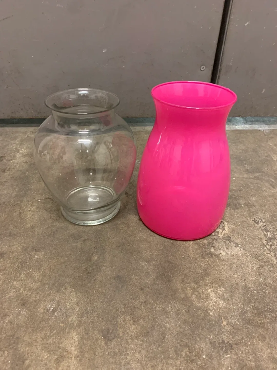 Two Vases - Pink and Clear thumbnail