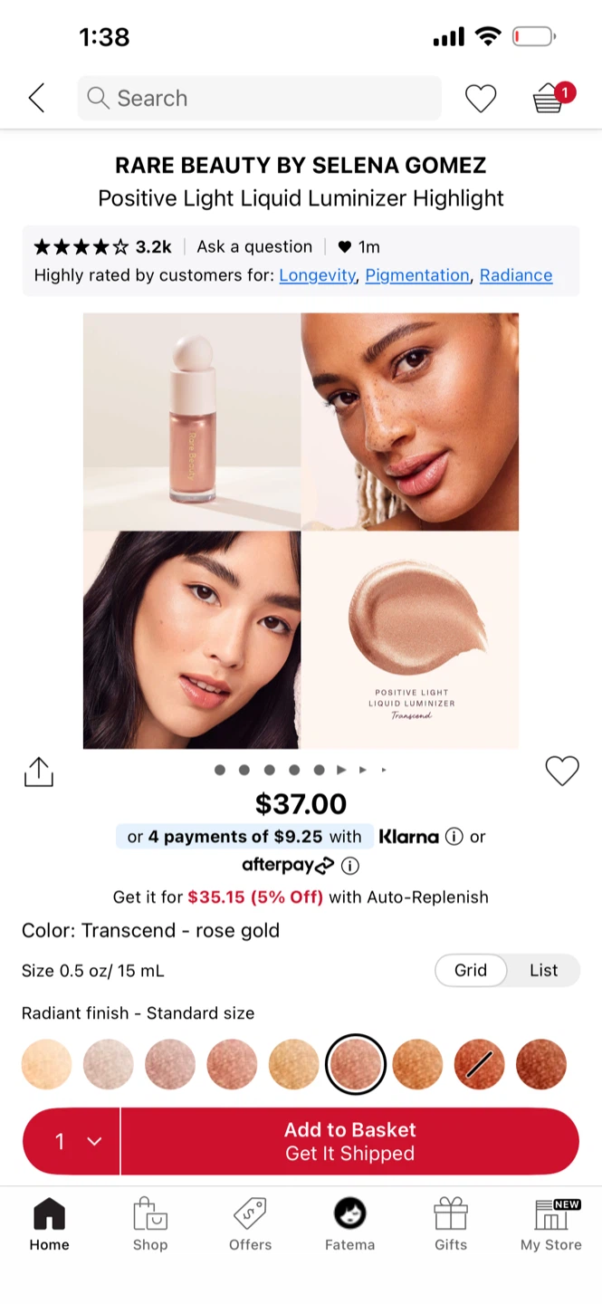 Rare Beauty Positive Light Liquid Luminizer - Transcend - photo 2