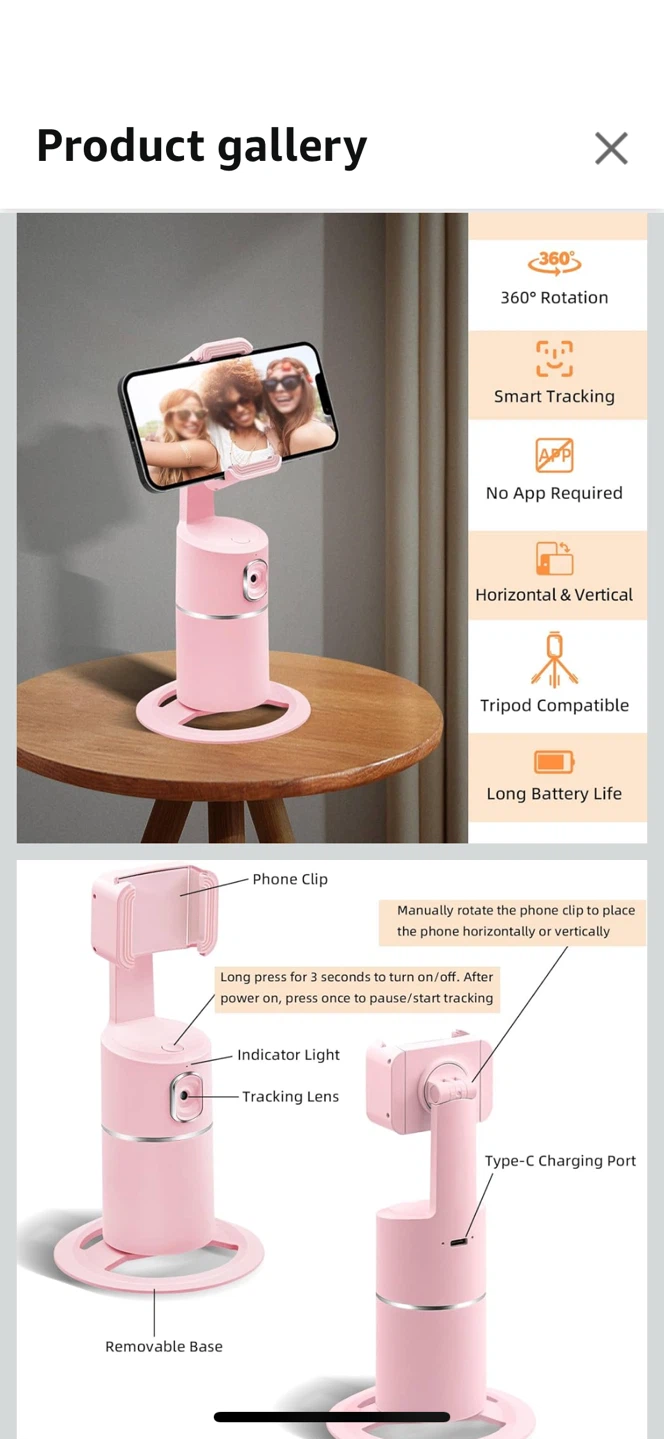 Auto Face Tracking phone holder - Pink - photo 3