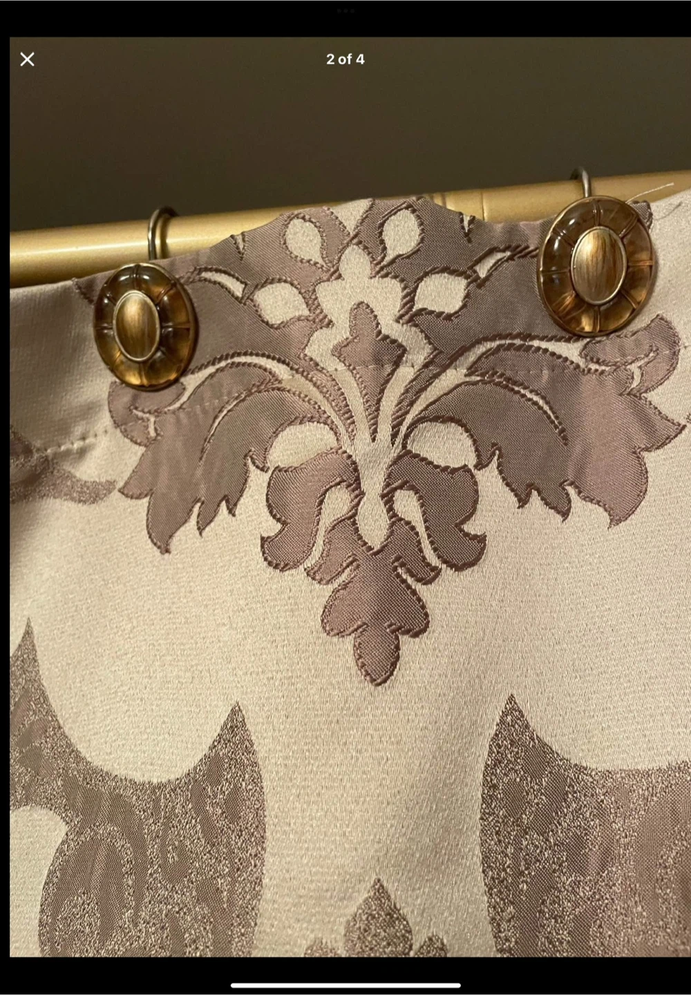 Patterned Shower Curtain Panel with Hooks