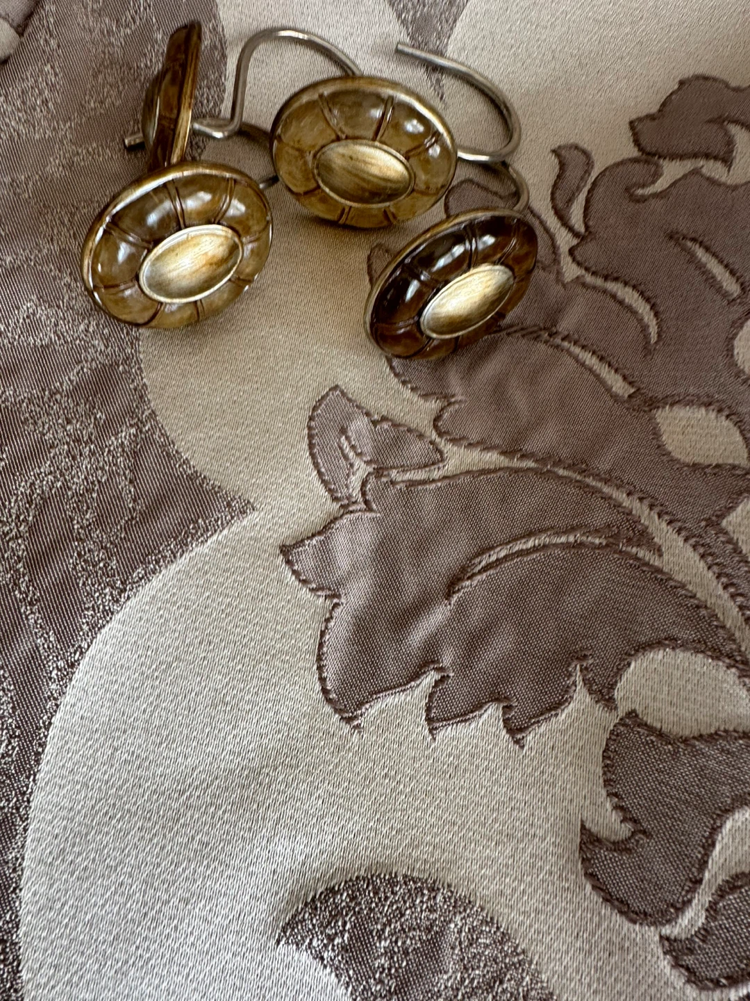 Patterned Shower Curtain Panel with Hooks - photo 3