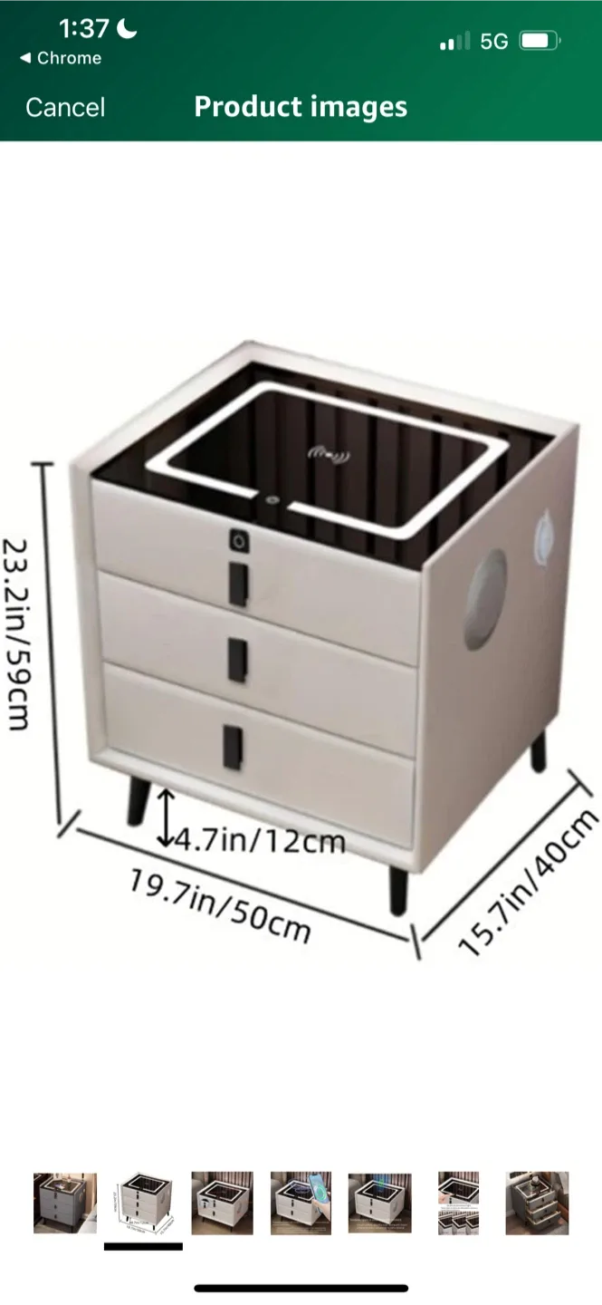 New Grey Smart Nightstand with Wireless Charging image indicator(6)