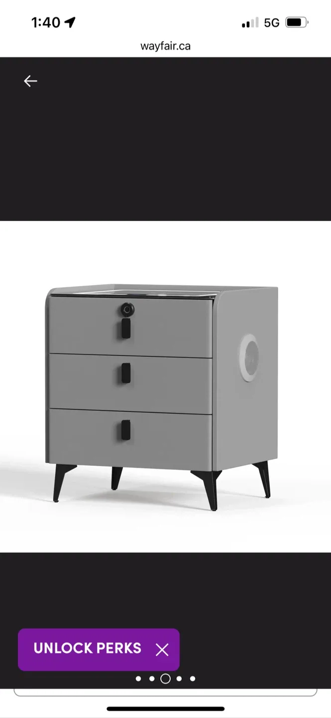 New Grey Smart Nightstand with Wireless Charging image indicator(4)