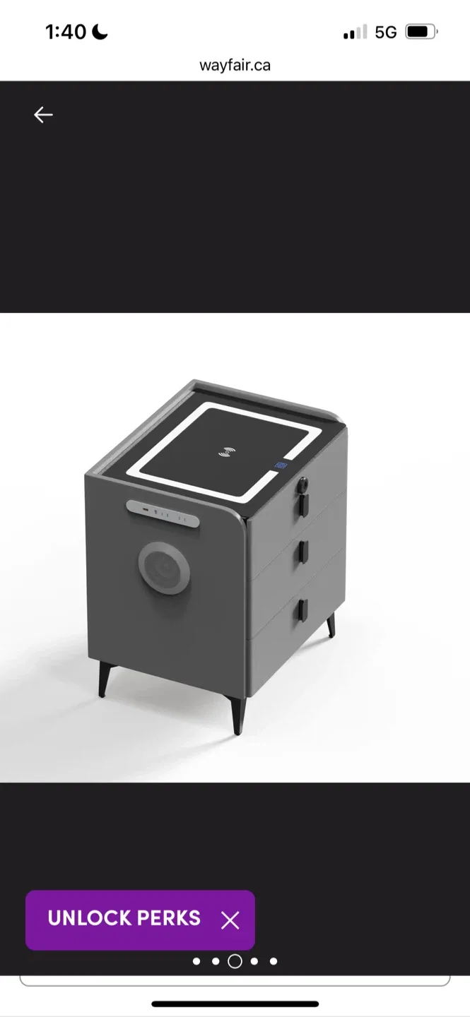 New Grey Smart Nightstand with Wireless Charging image indicator(5)