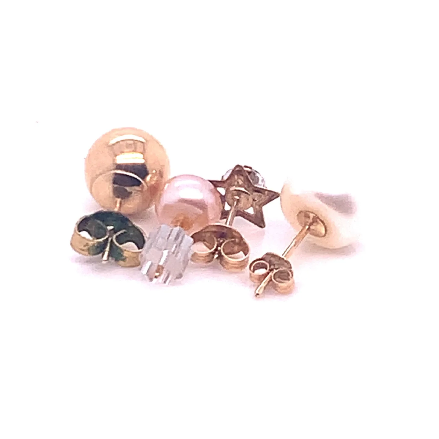 14k Gold Lot of 4 single Stud Earrings - Gold, Pearl, Star image indicator(4)