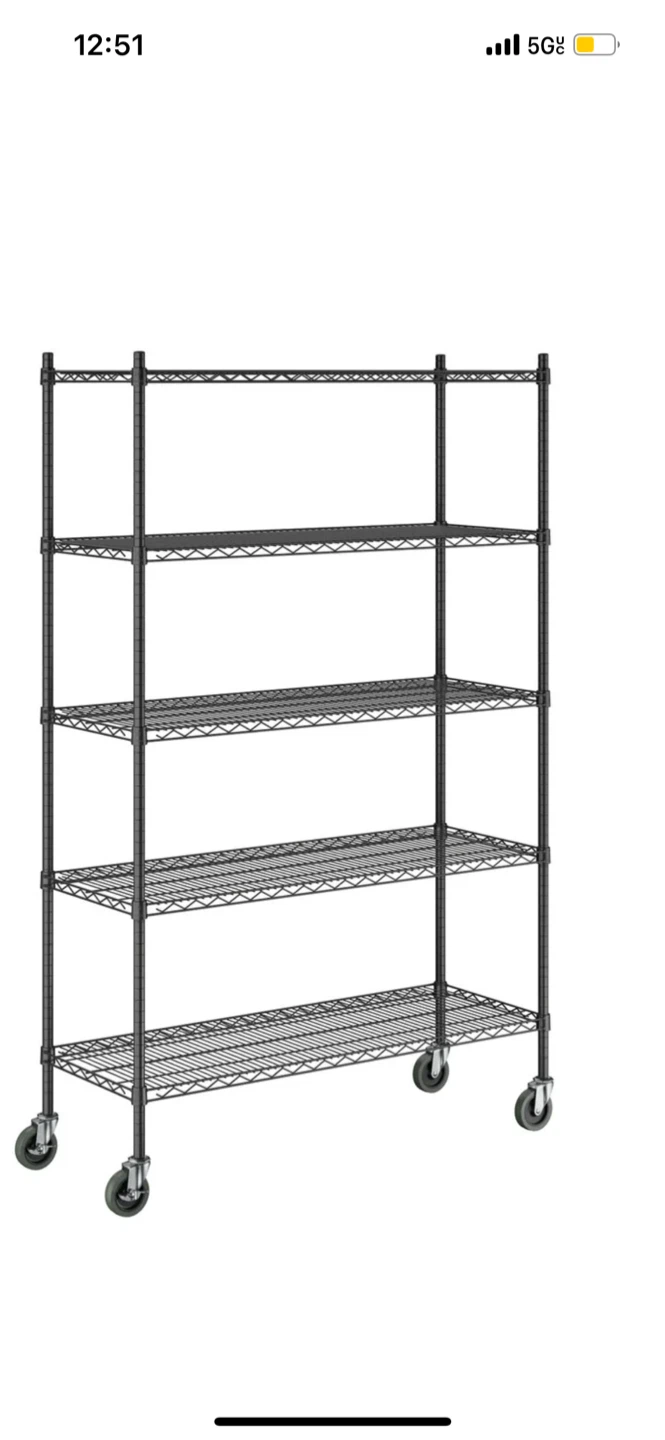 Silver  Wire Shelving Unit with Wheels