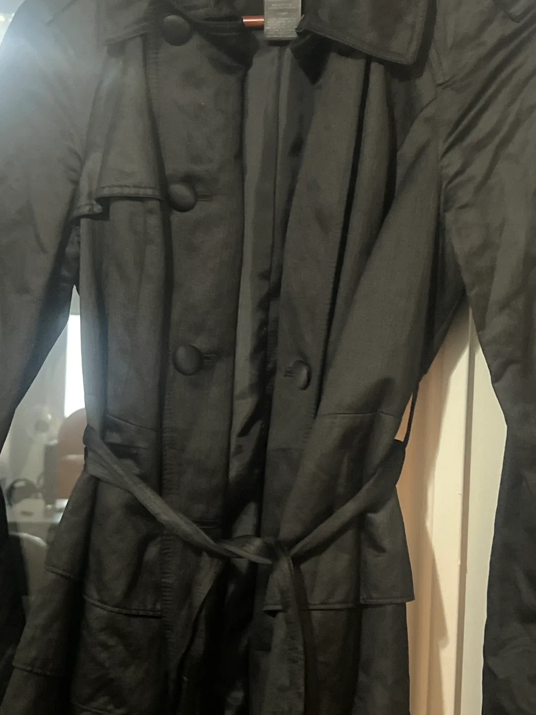 INC International Concepts Black Trench Coat - M/M image indicator(3)