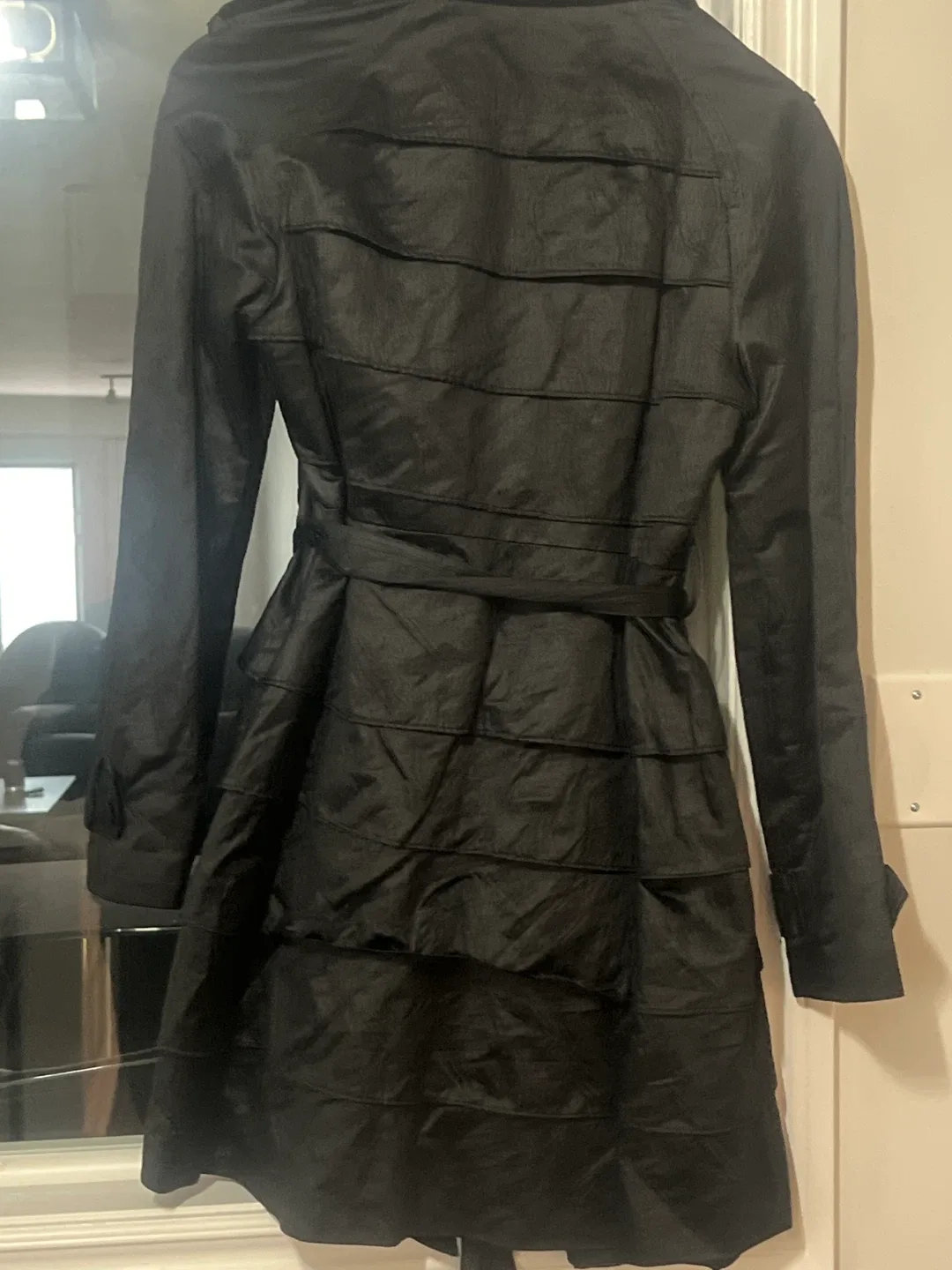 INC International Concepts Black Trench Coat - M/M image indicator(4)