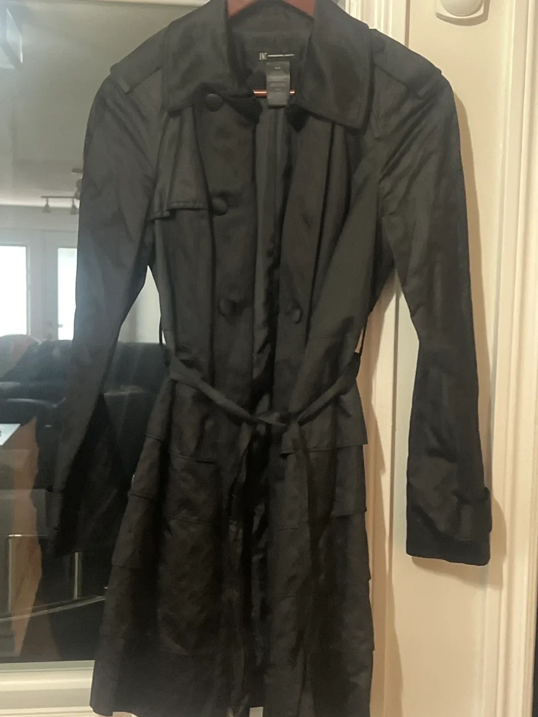 INC International Concepts Black Trench Coat - M/M image indicator(2)