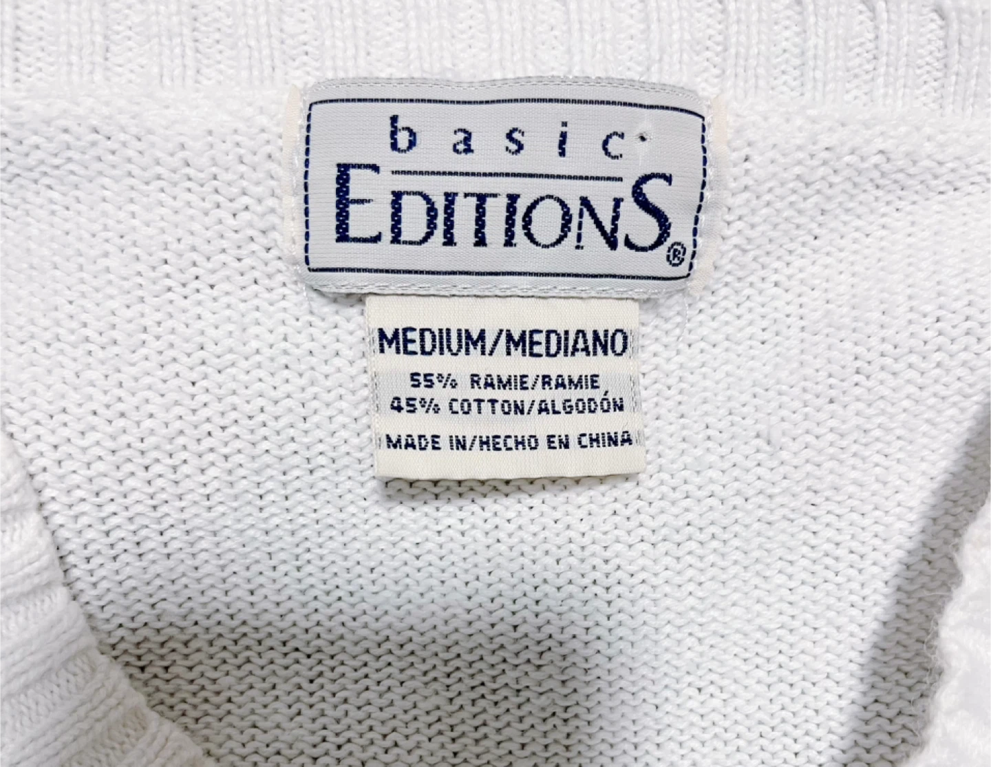 Women’s Basic Editions White Knit Sweater - Size M - photo 2