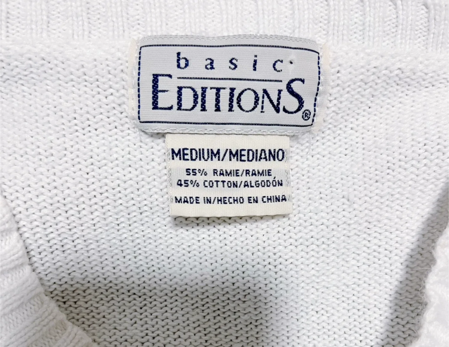 Women’s Basic Editions White Knit Sweater - Size M image indicator(2)