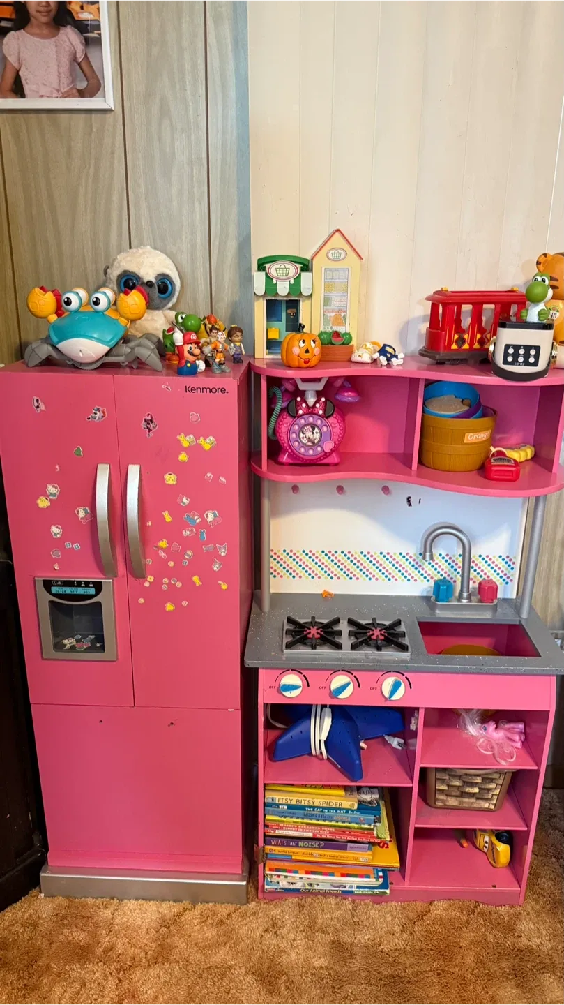 Pink Play Kitchen Refrigerator ( no food accessories)