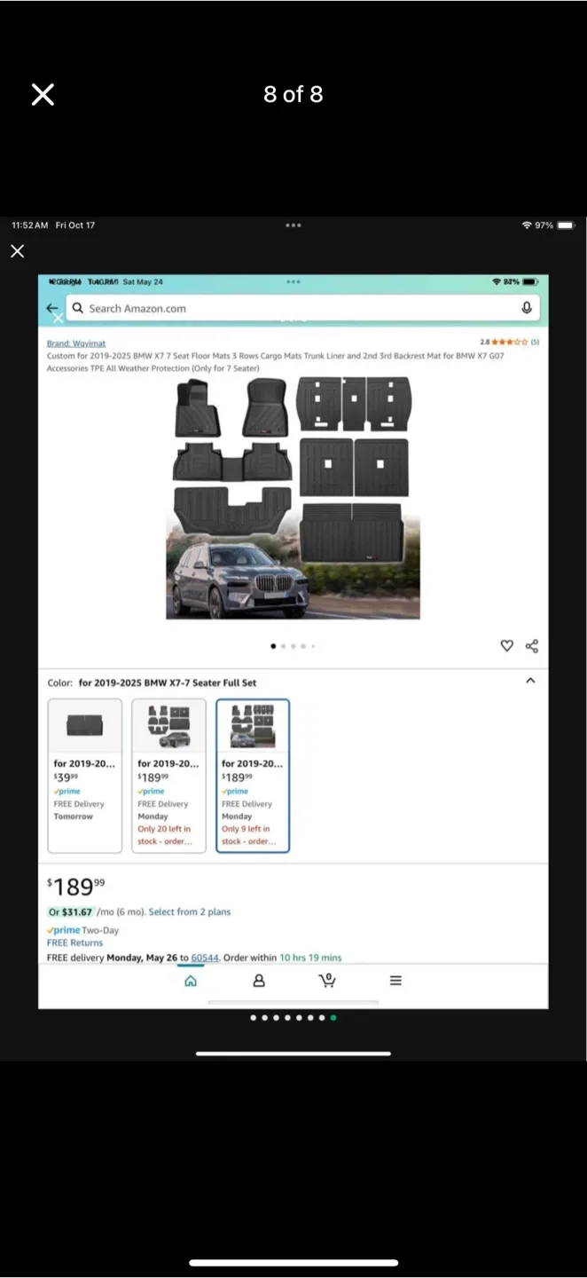 🥕New in box BMW X7 7 Seat All Weather Floor Liners 2019-25 image indicator(8)