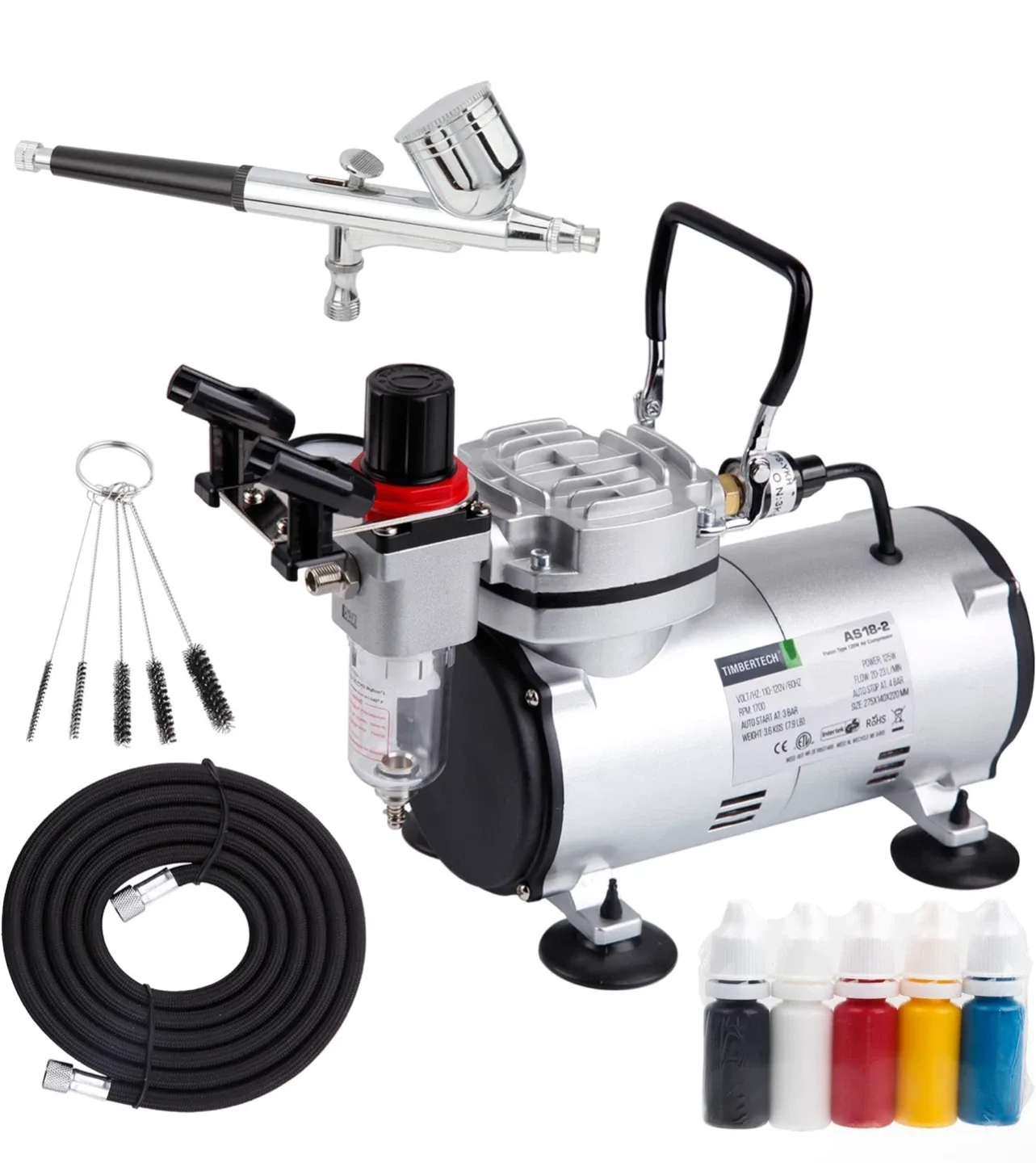 New Timbertech AS18-2 Airbrush Compressor Kit