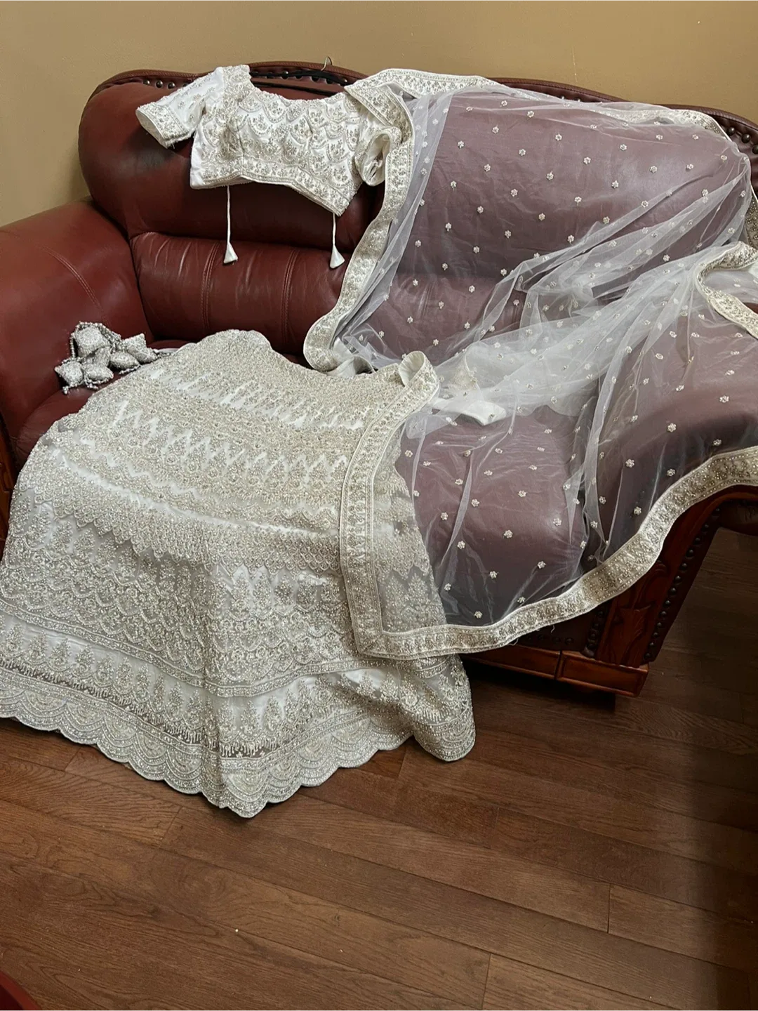 White Embroidered Lehenga image indicator(3)