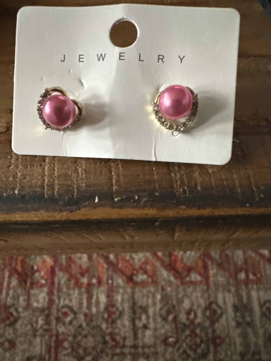 Pink Pearl Stud Earrings - New