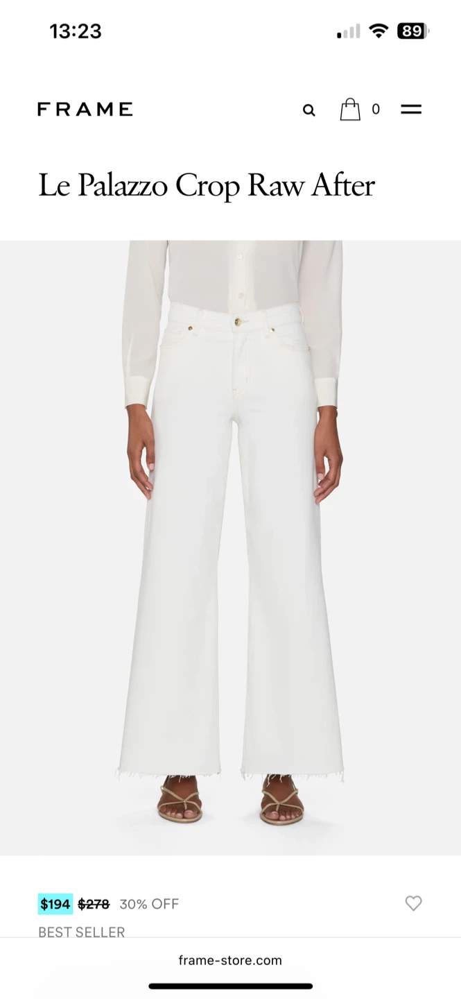 FRAME Le Palazzo Crop Raw After White Jeans - photo 2