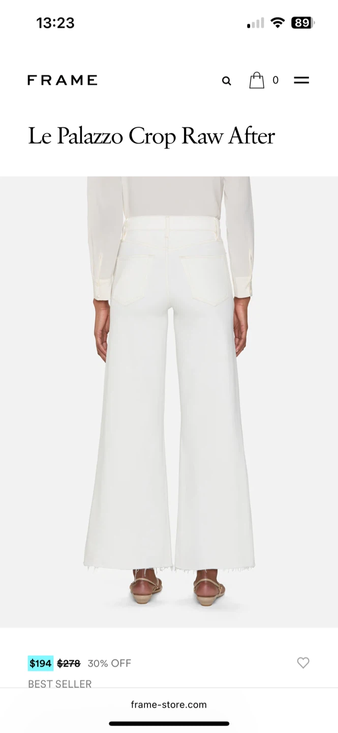 FRAME Le Palazzo Crop Raw After White Jeans - photo 5
