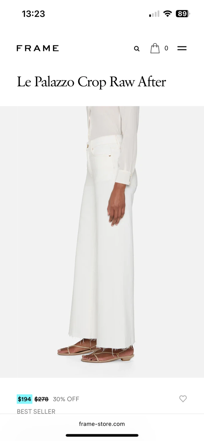 FRAME Le Palazzo Crop Raw After White Jeans - photo 4