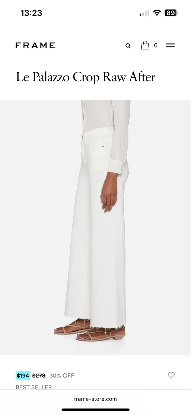 FRAME Le Palazzo Crop Raw After White Jeans image indicator(4)