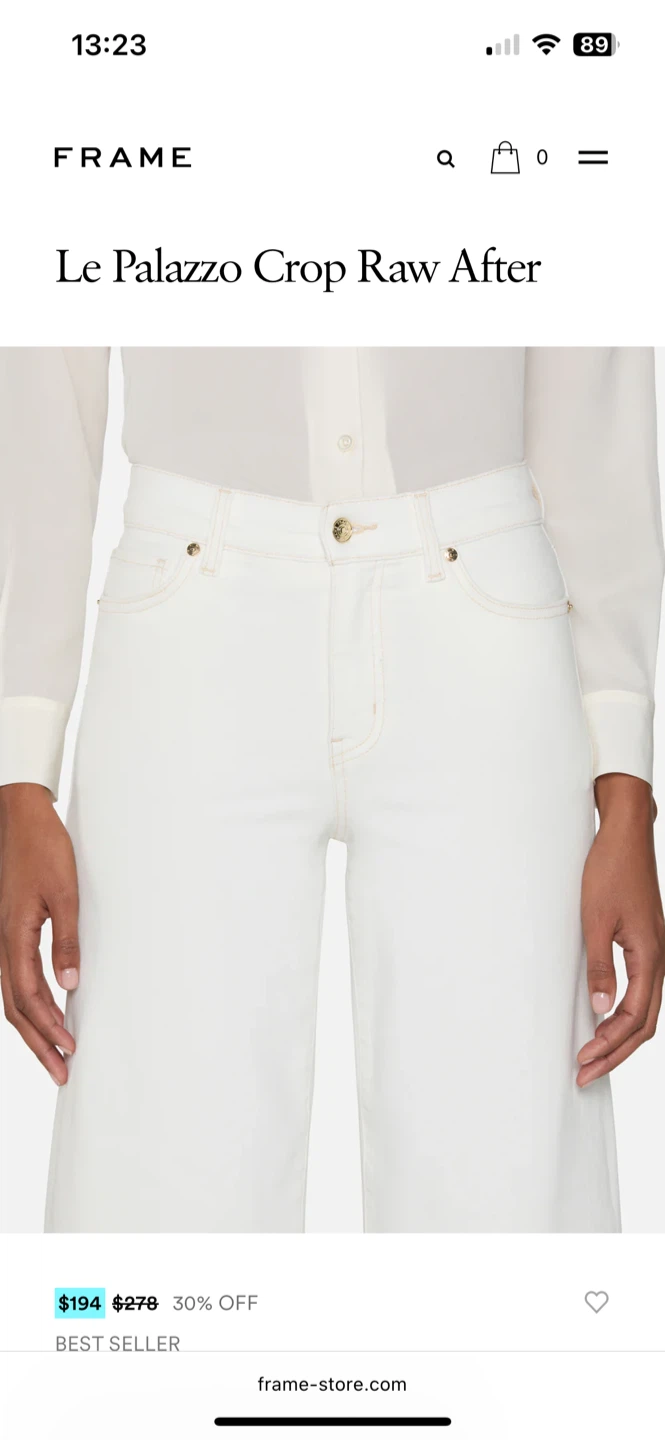 FRAME Le Palazzo Crop Raw After White Jeans - photo 3