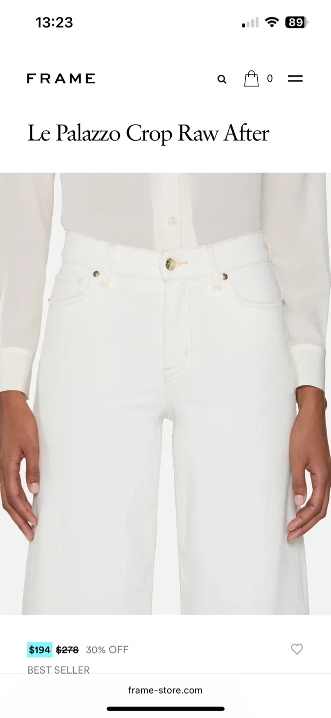 FRAME Le Palazzo Crop Raw After White Jeans image indicator(3)