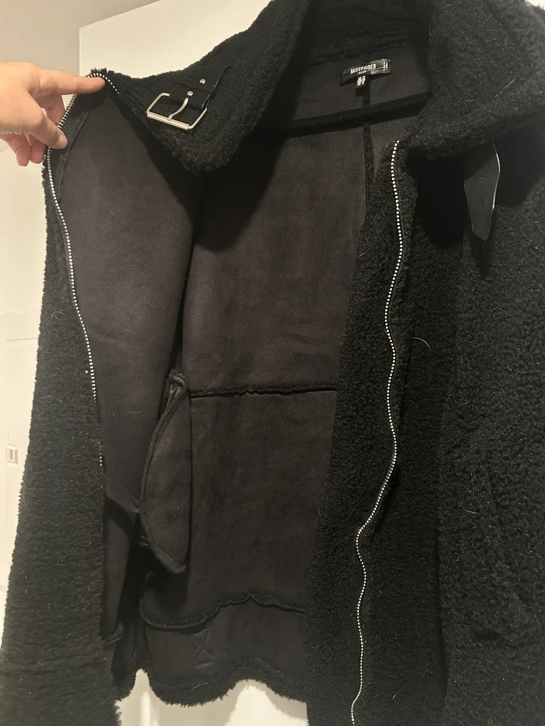 Missguided Black Teddy Coat, Size US 18 image indicator(2)