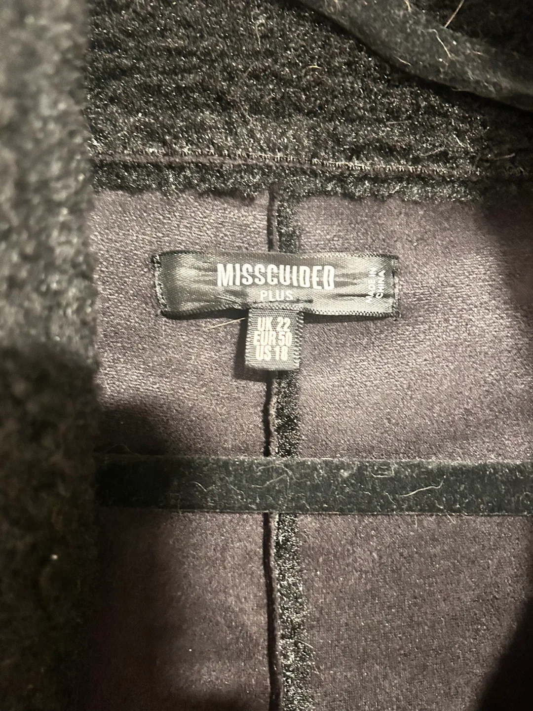 Missguided Black Teddy Coat, Size US 18 image indicator(3)