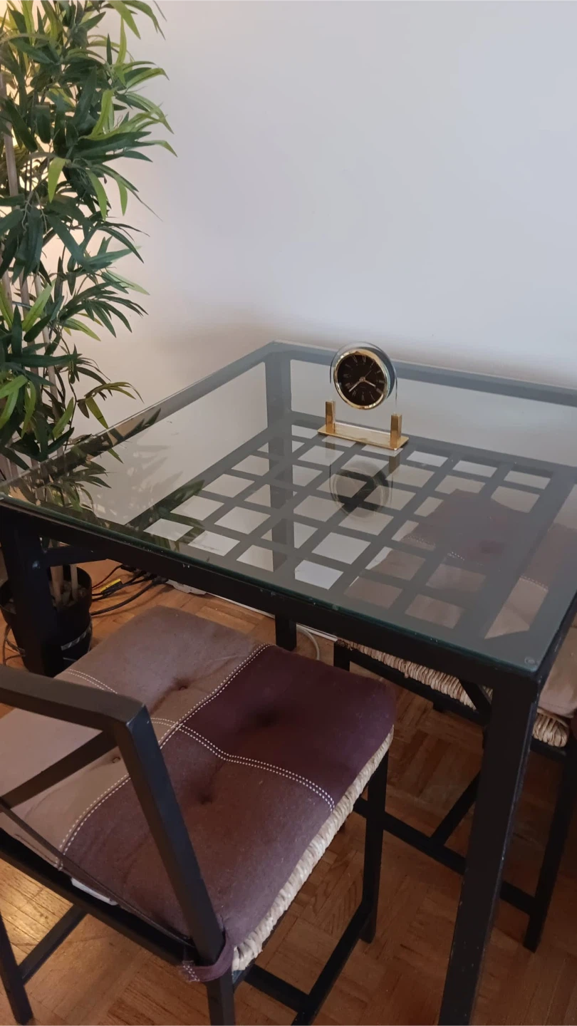 Glass Top Dining Table with 2 Chairs