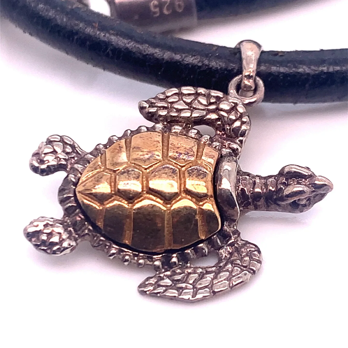 Turtle Pendant Necklace - Sterling Silver & 14K Gold image indicator(2)