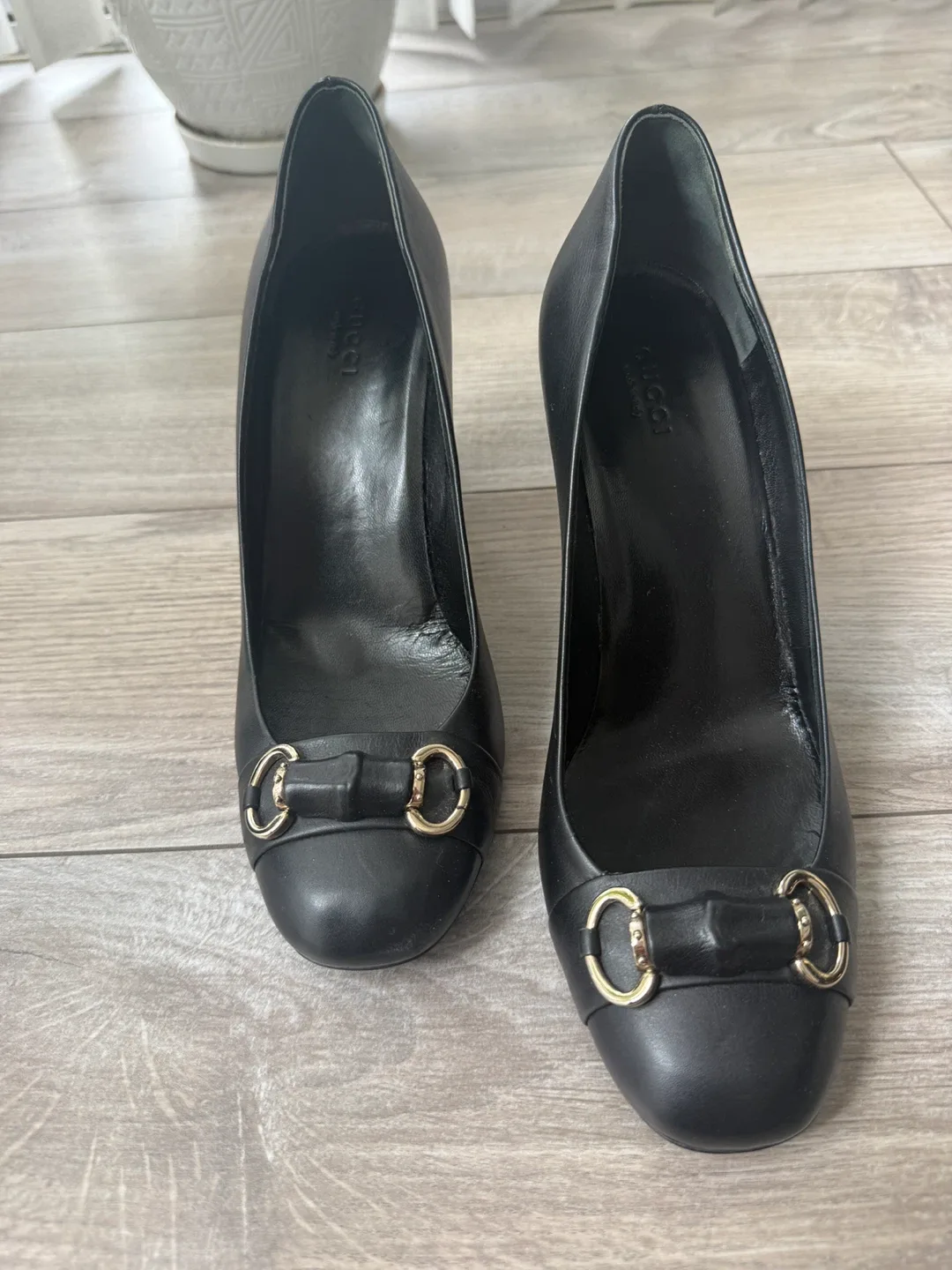 Gucci Black Leather Heels - Size 39