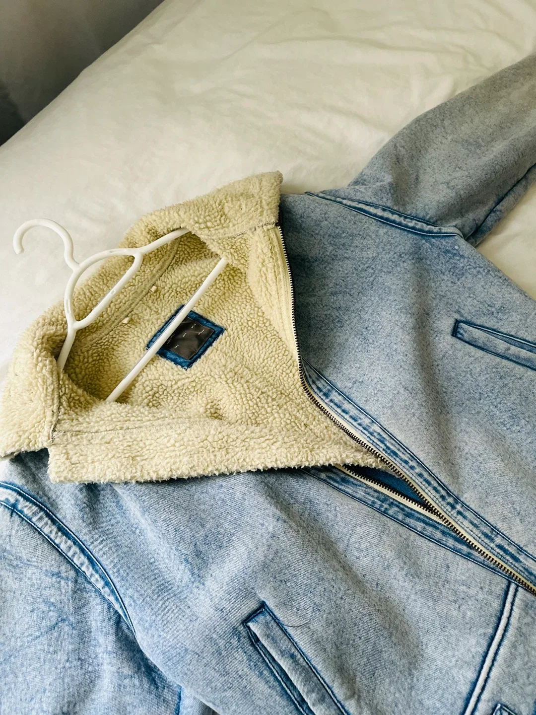 Zara Man Denim Sherpa Jacket - Size S