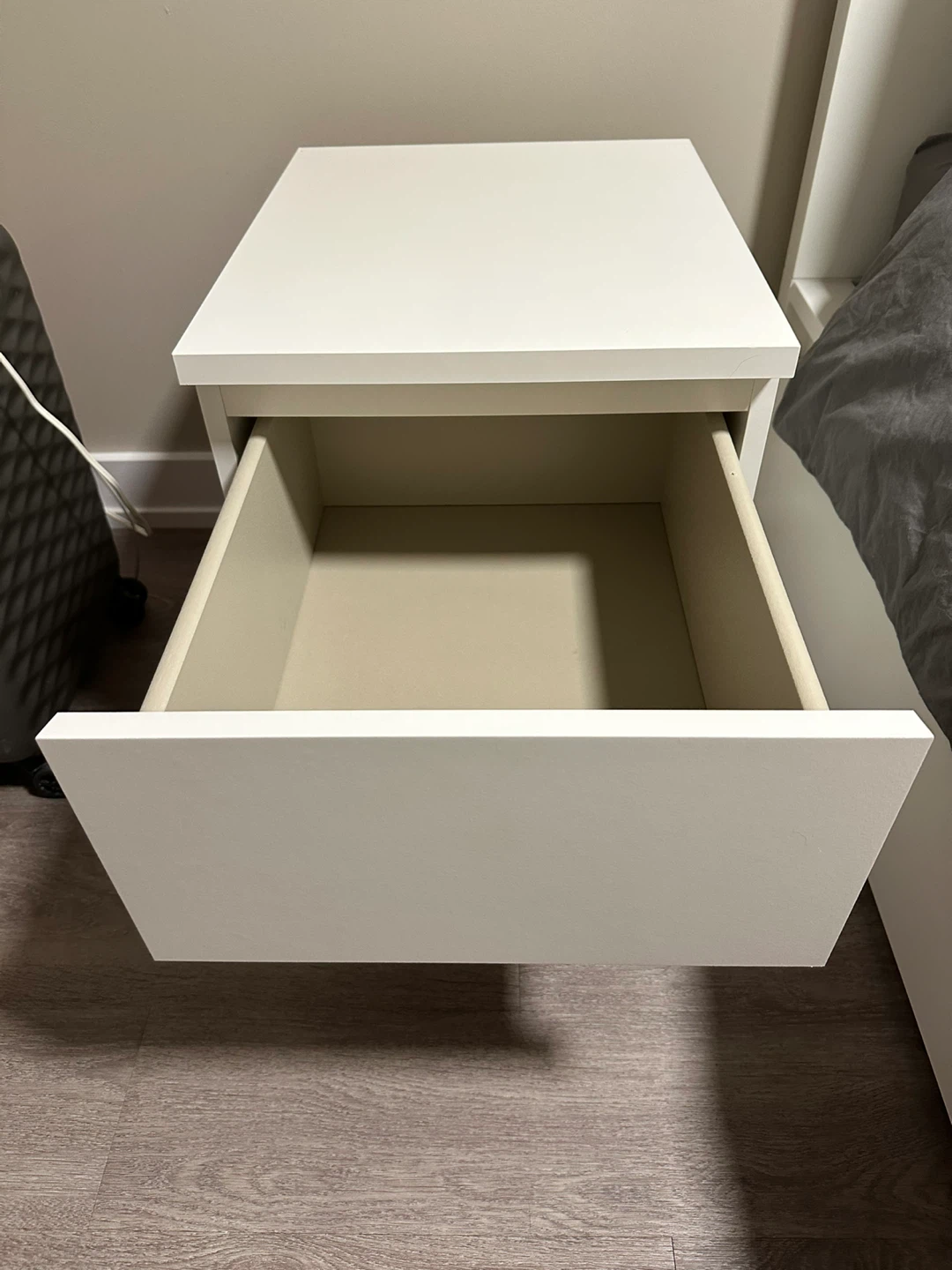 White IKEA Malm Bedside Table with Two Drawers - photo 3