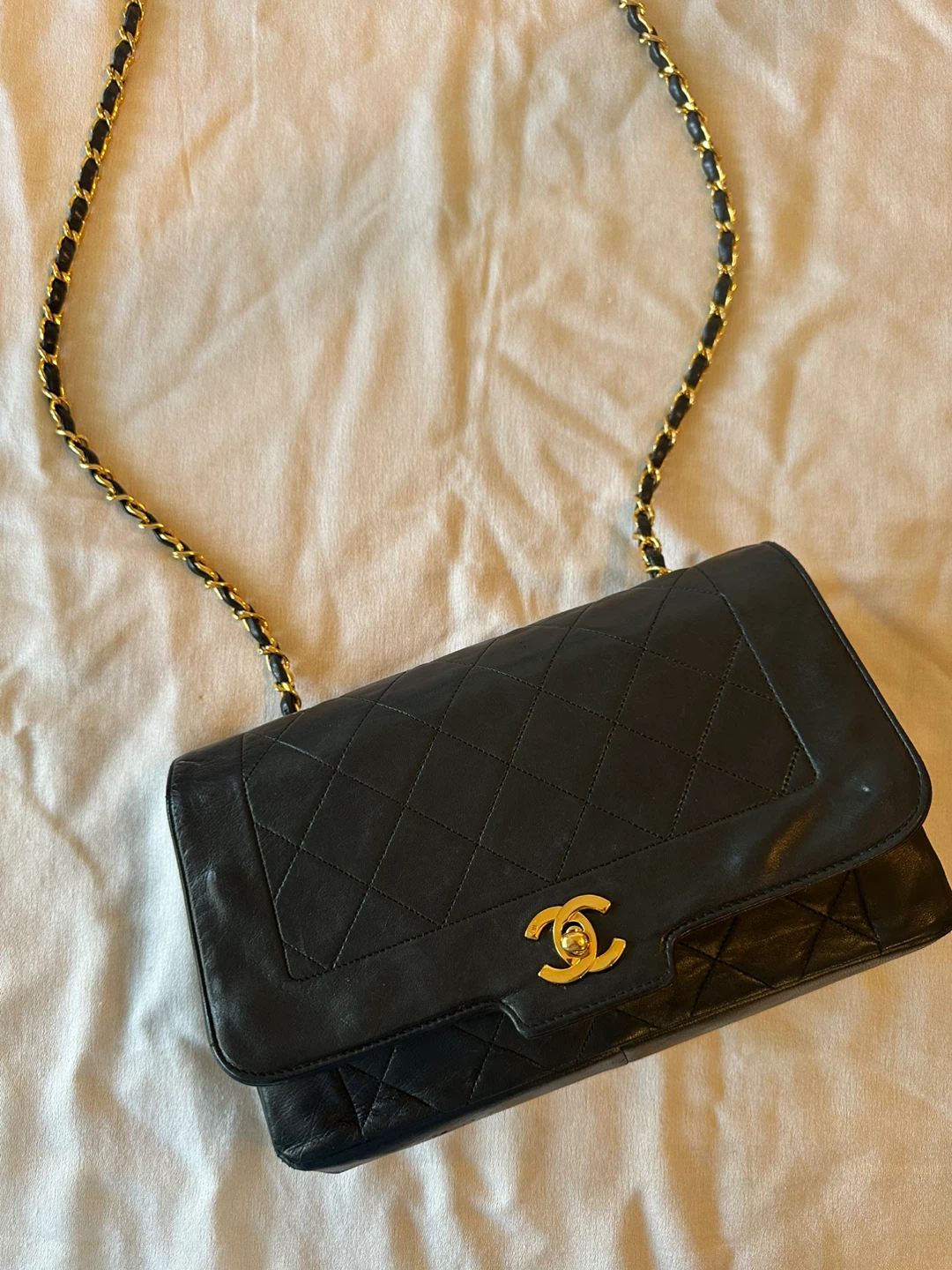 Chanel Diana Black Leather Shoulder Bag
