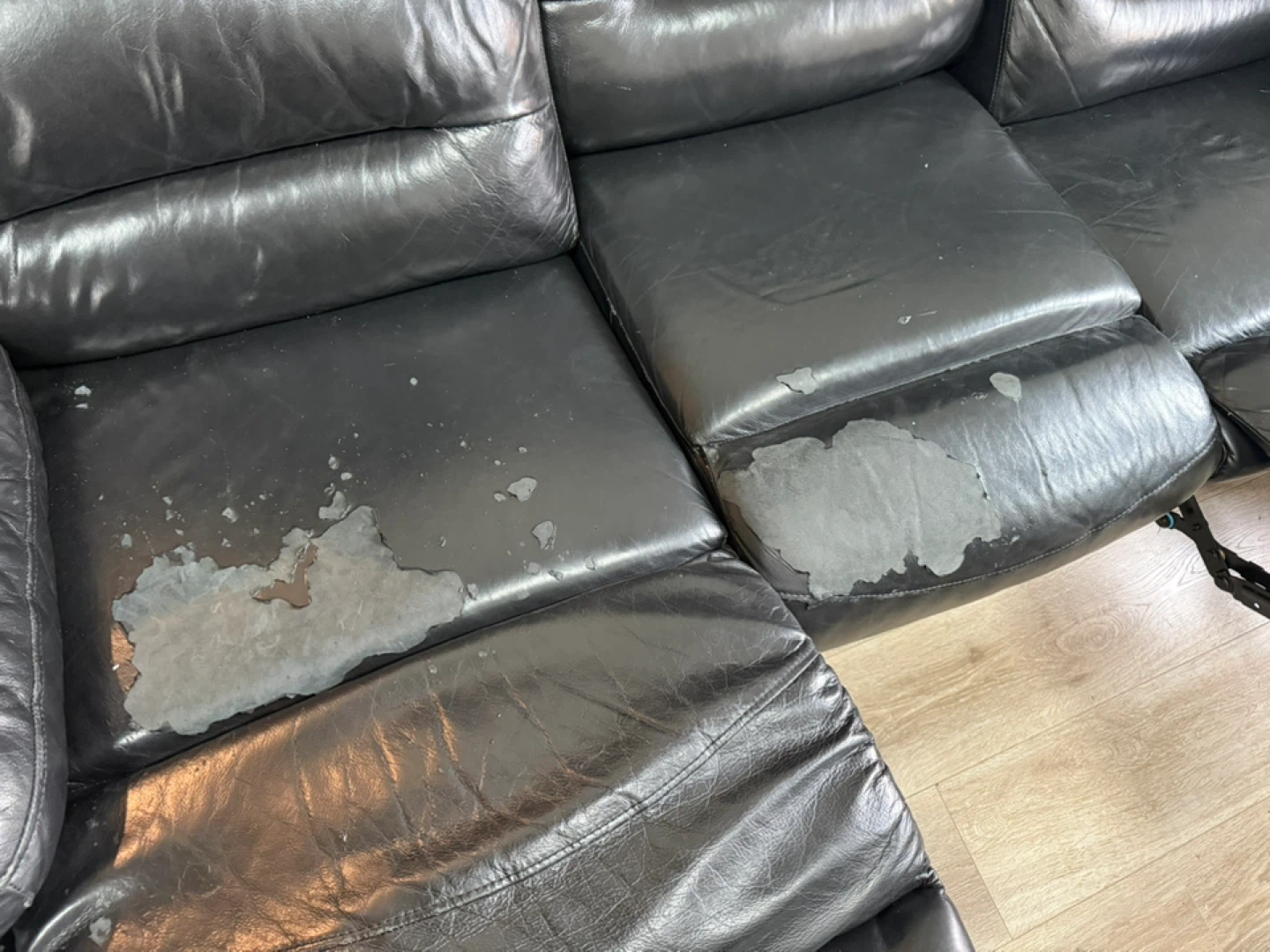 Black Leather Reclining Sofa