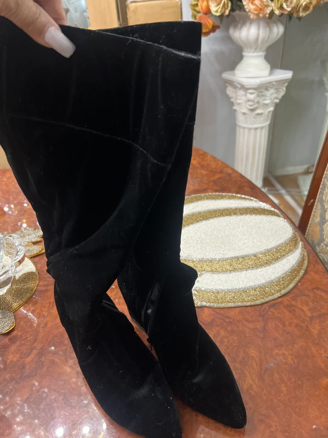 Leopard Print Heels & Black Velvet Boots image indicator(4)