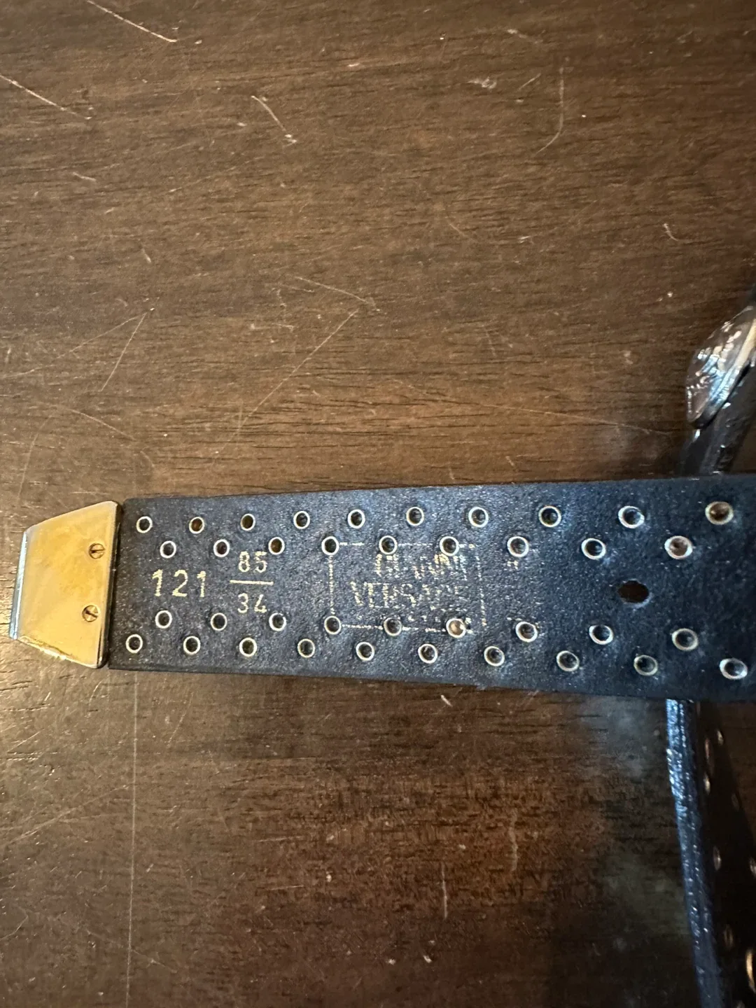 Versace Black Leather Belt Size 85 image indicator(4)