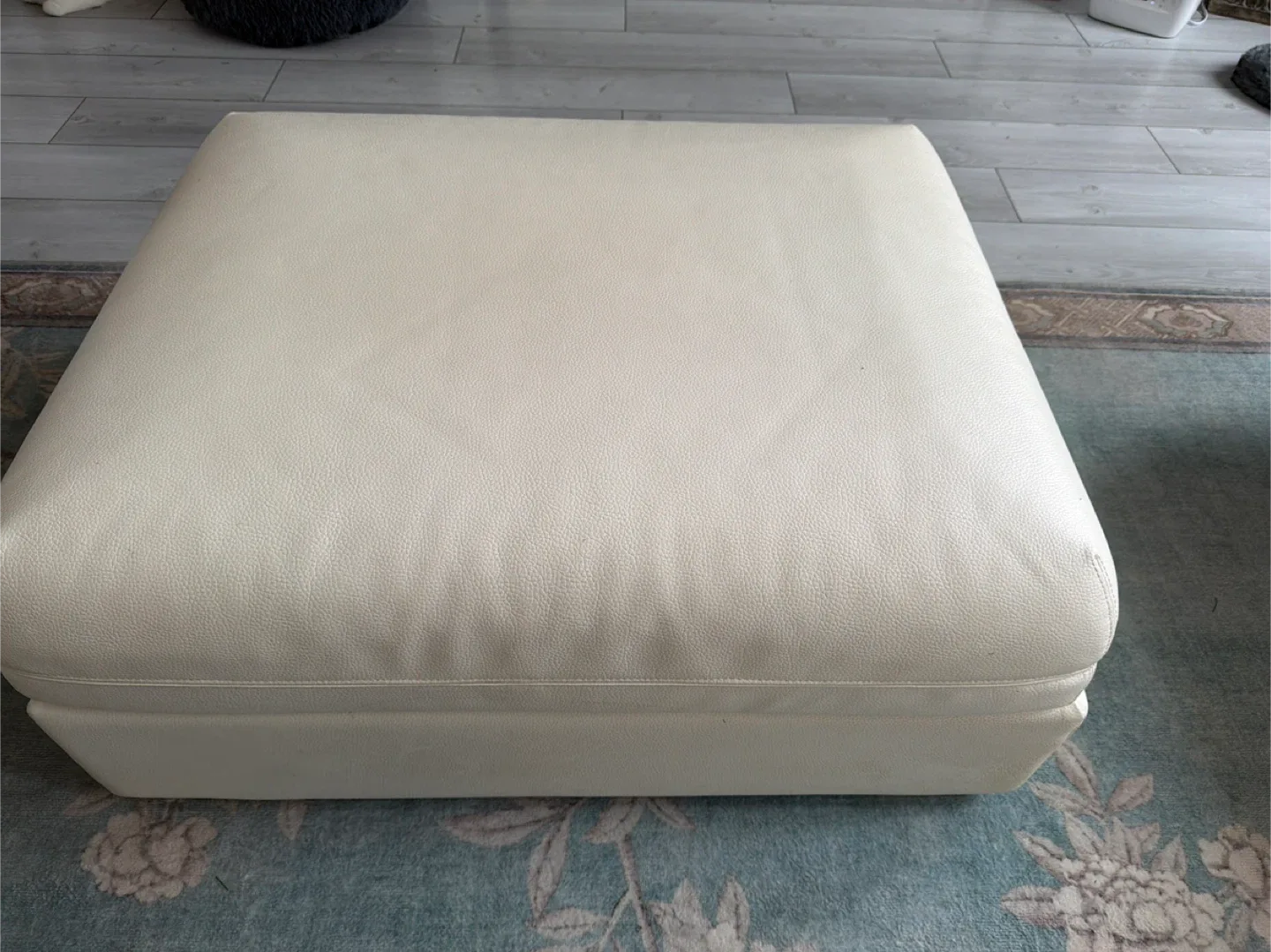 2 White Leather Ottoman image indicator(2)