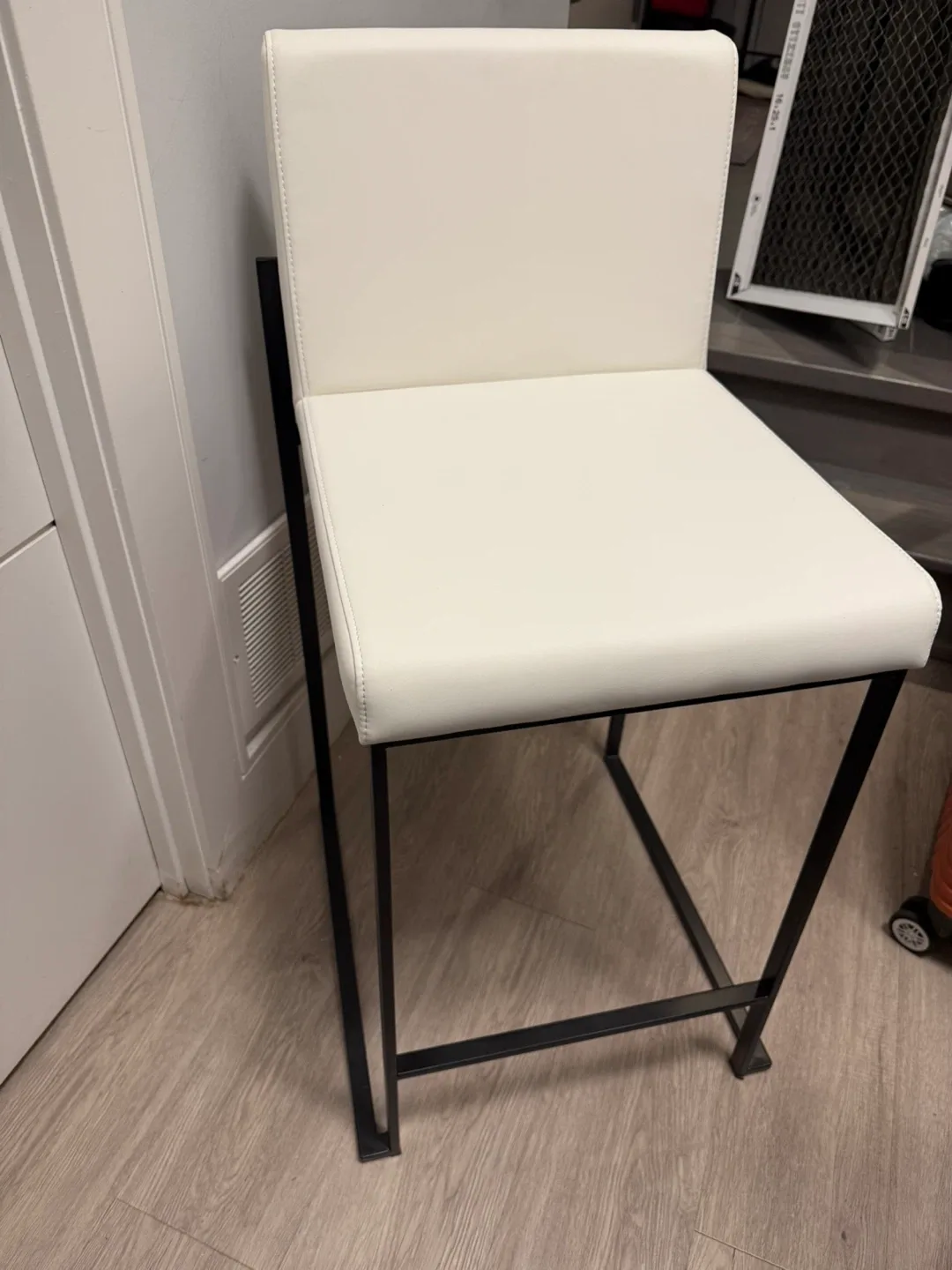 Brand New White Bar Stools with Black Frame (Set of 2) image indicator(2)