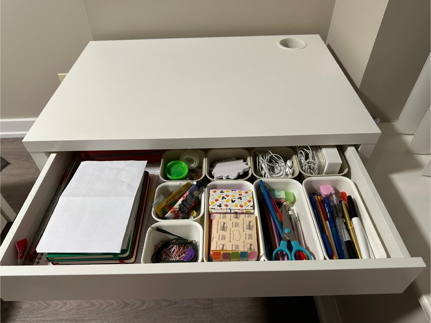 White IKEA Micke Desk with Drawer - photo 5