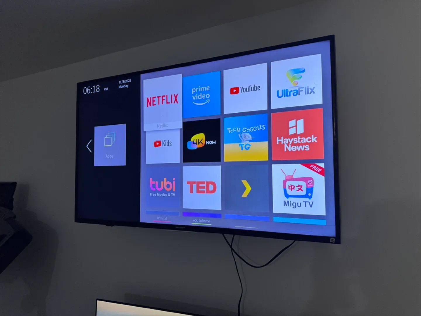 Sharp 55” Smart TV with mount image indicator(6)