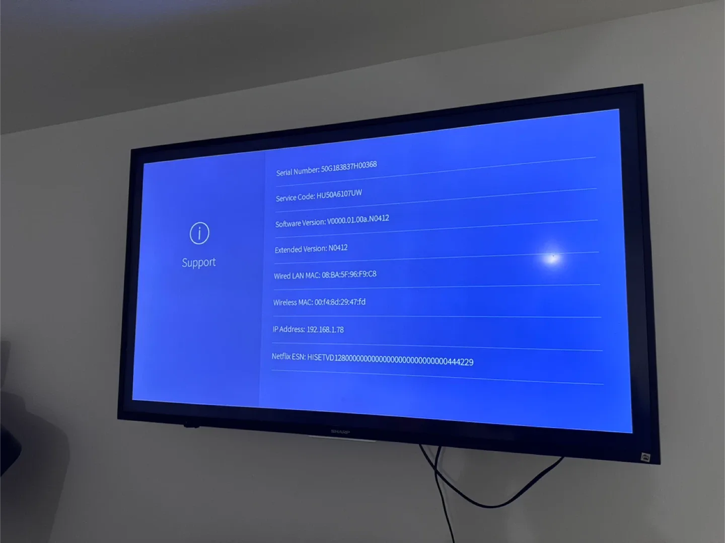 Sharp 55” Smart TV with mount image indicator(7)