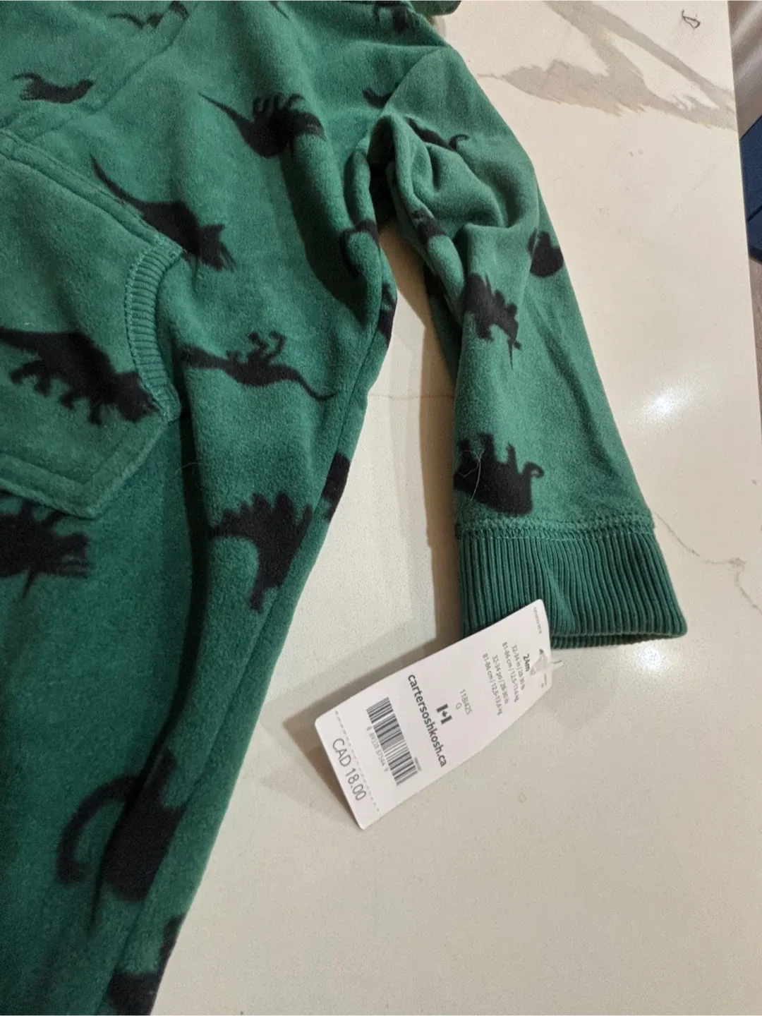 New Carter's 24M Dino Hooded Fleece Jumpsuit image indicator(3)
