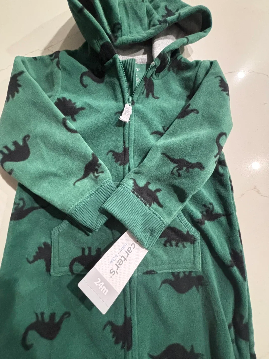 New Carter's 24M Dino Hooded Fleece Jumpsuit image indicator(2)