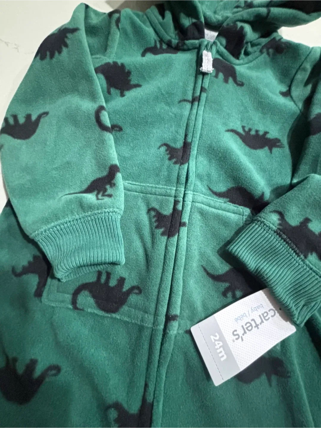 New Carter's 24M Dino Hooded Fleece Jumpsuit image indicator(6)