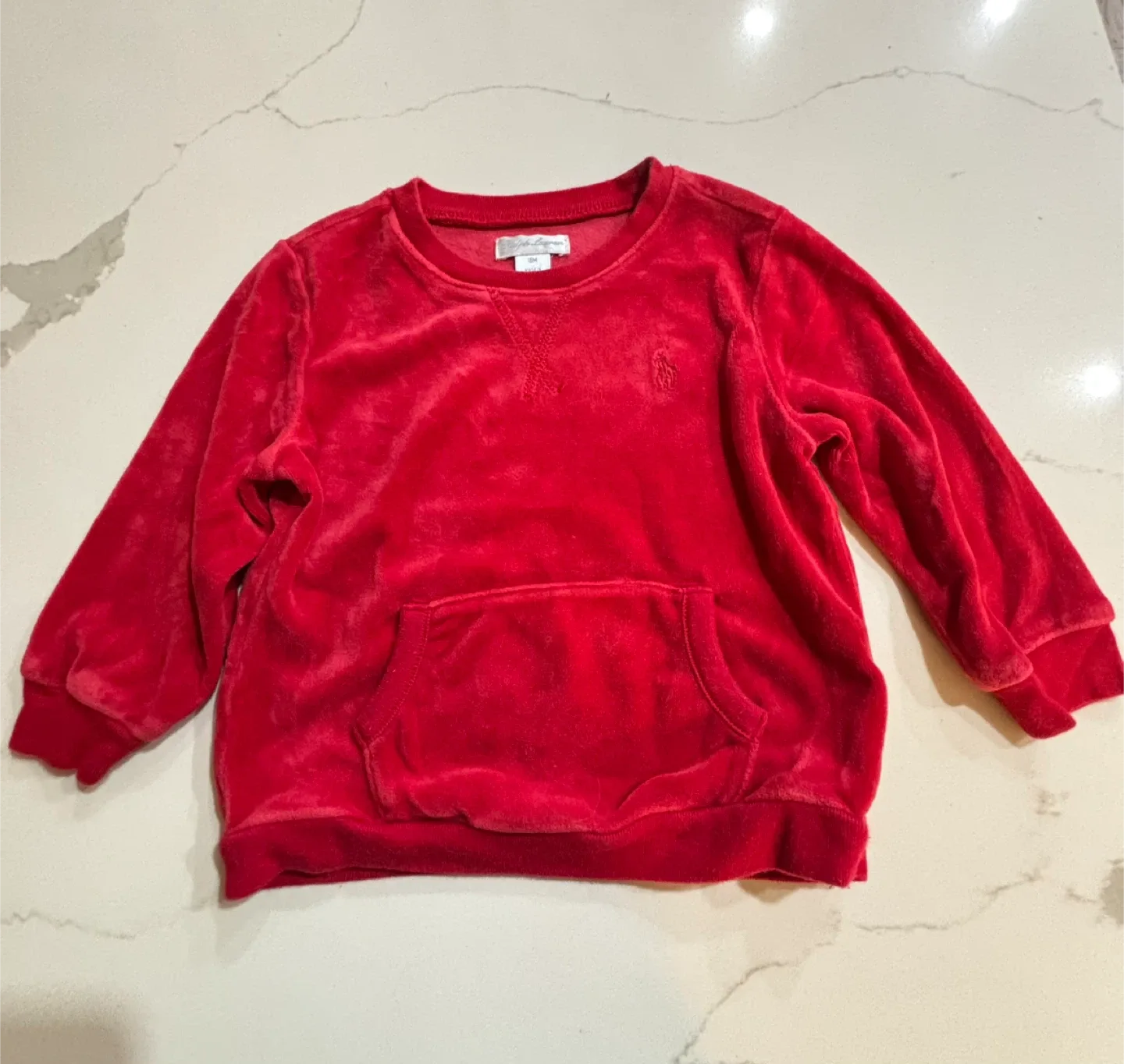 Ralph Lauren Red Velour Pullover - 18M