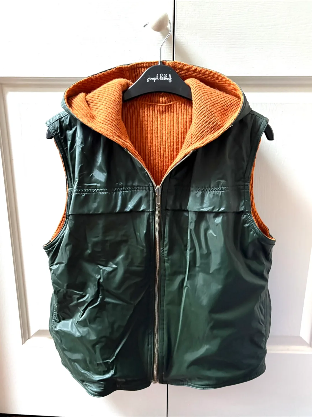 Reversible Hooded Vest - Green & Orange