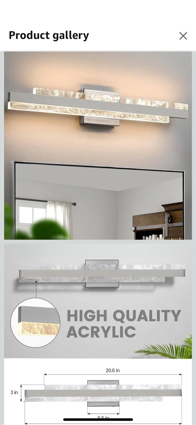 New Modern Acrylic LED Vanity Light 20.6 in image indicator(5)