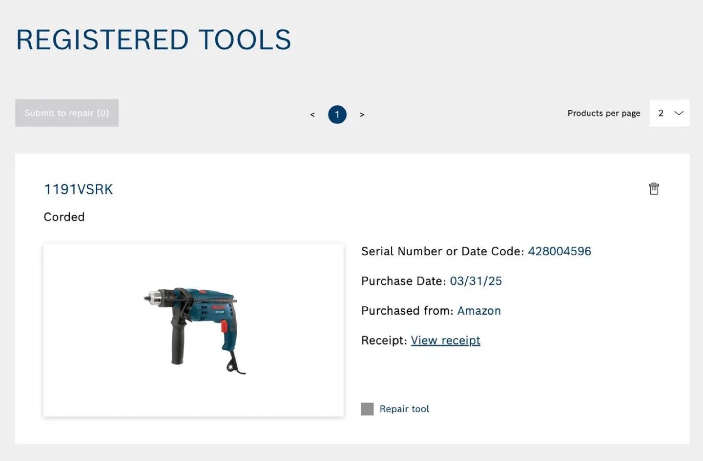Bosch 1191VSRK 120-Volt Hammer Drill w/ Case image indicator(6)