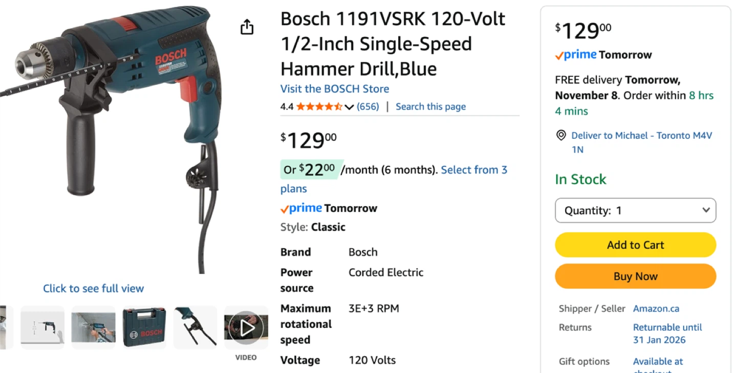 New: Bosch 1191VSRK 120-Volt Hammer Drill w/ Case - photo 5